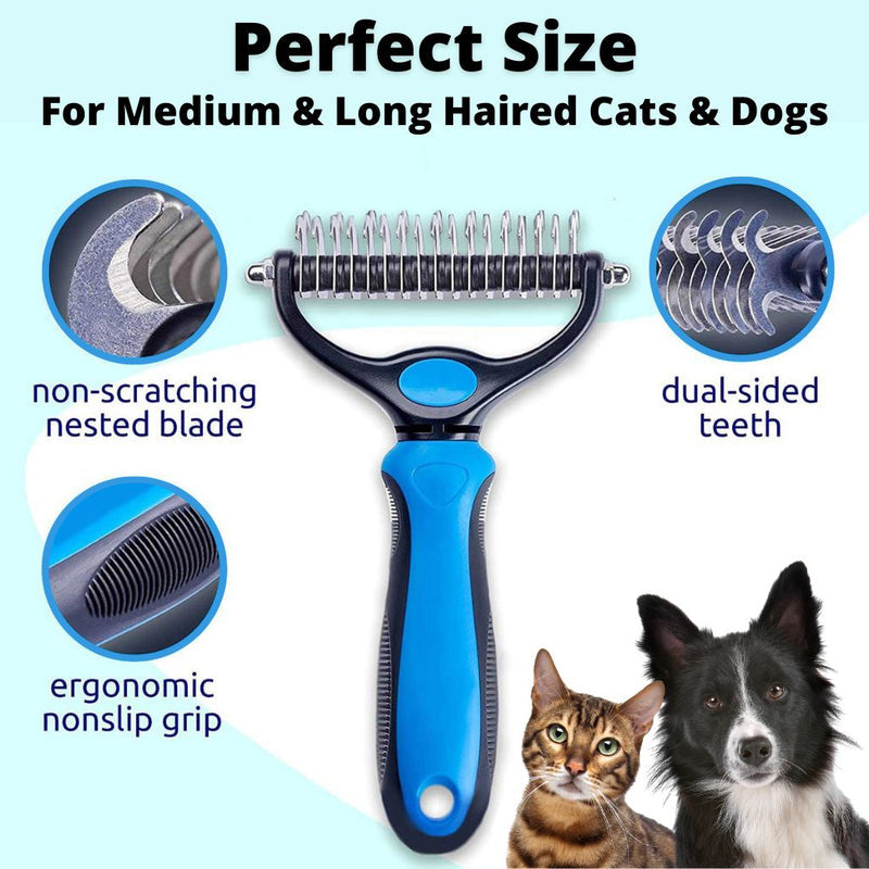 2-in-1 Pet Grooming Rake for Detangling and Deshedding, Dogs and Cats 1