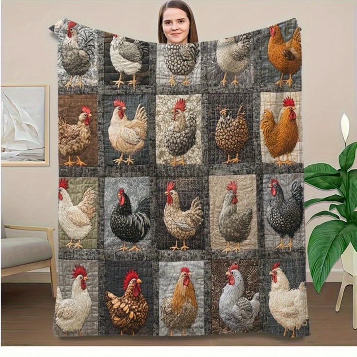 Soft Flannel Blanket with Chicken Design for Sofa, Bed and Armchair 17