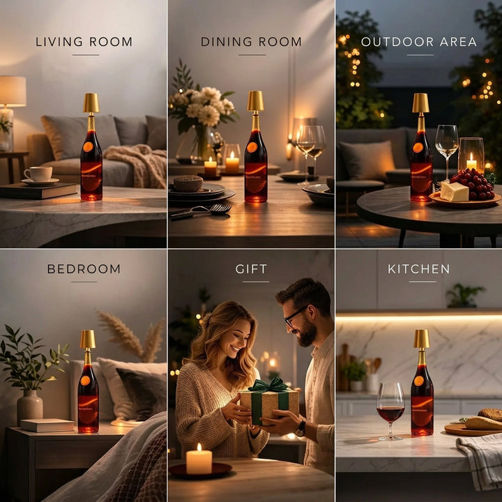 Cordless Bottle Lamp, Rechargeable LED Table Light That Fits on Any Bottle 5