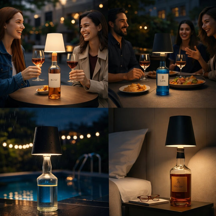 Cordless Bottle Lamp, Rechargeable LED Table Light That Fits on Any Bottle 7