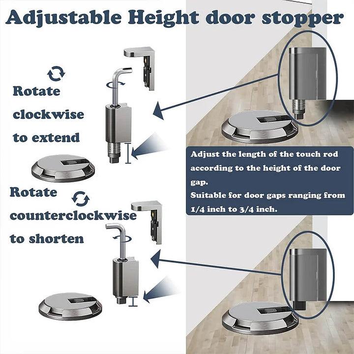 Mechanical Floor Door Stop with Push-to-Hold System, Zinc Alloy 3