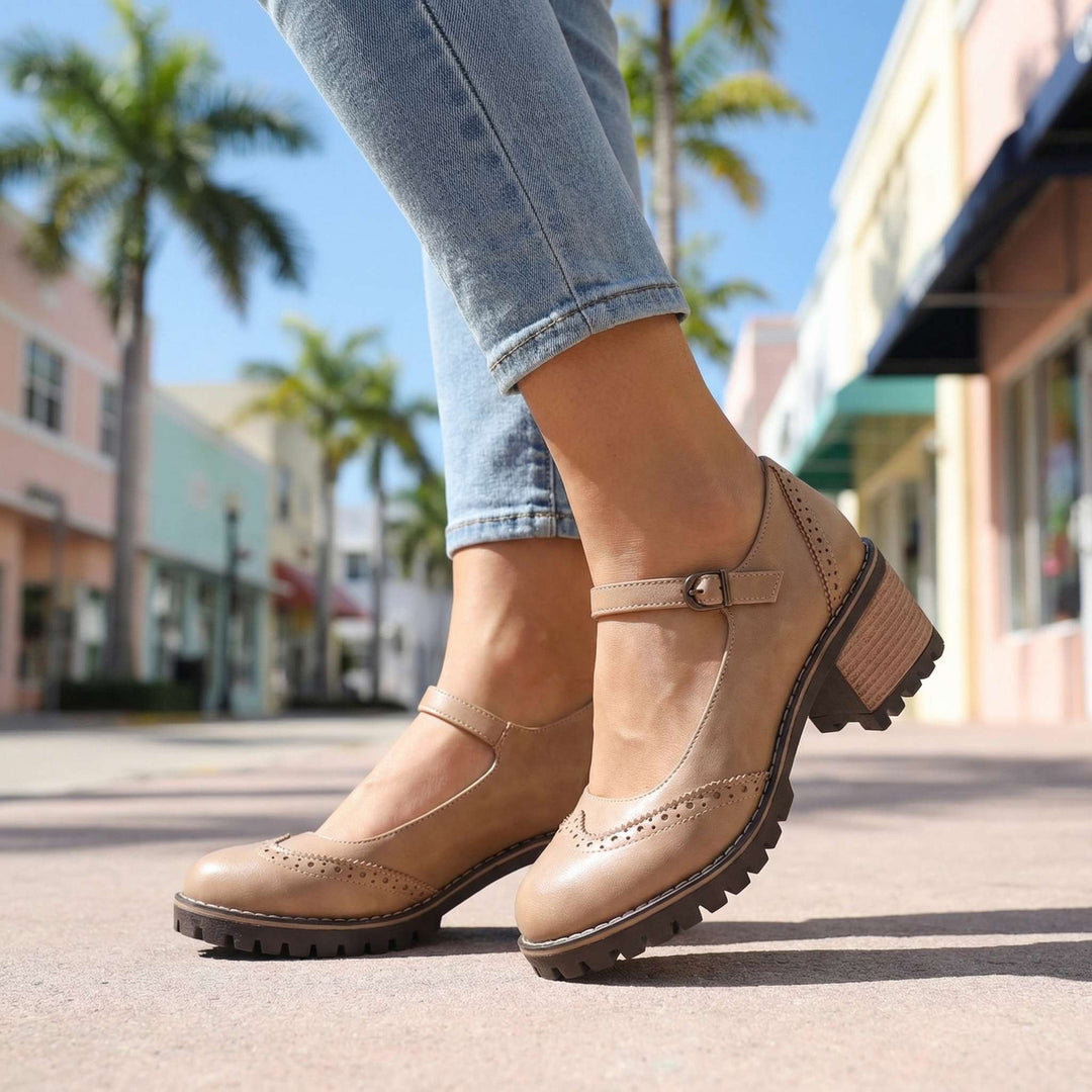 Women's Mary Jane Comfort Heels - Vintage Style Shoes 9