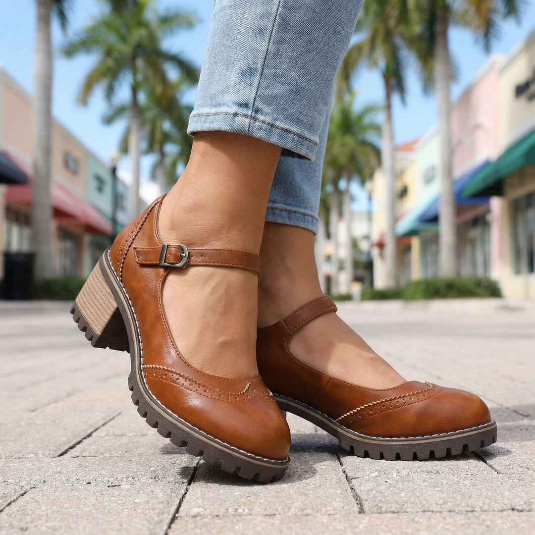 Women's Mary Jane Comfort Heels - Vintage Style Shoes 8