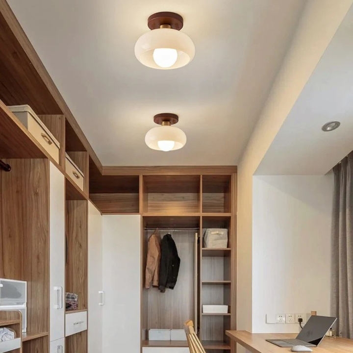 Cream Glass Flush Mount Ceiling Light in Bauhaus Style 4