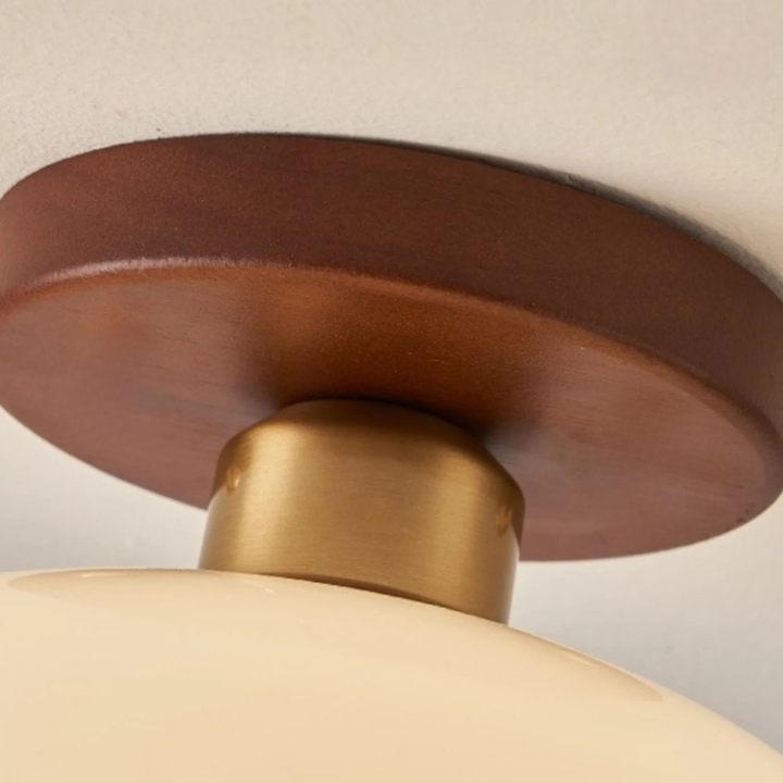 Cream Glass Flush Mount Ceiling Light in Bauhaus Style 5