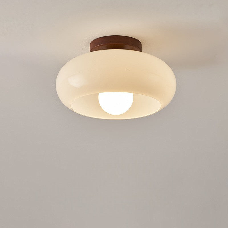 Cream Glass Flush Mount Ceiling Light in Bauhaus Style 6
