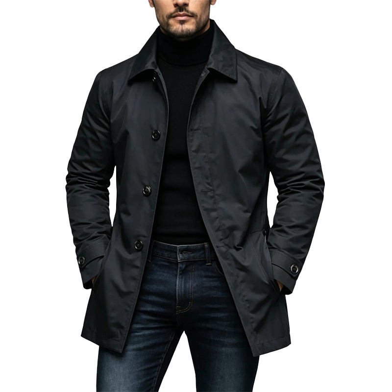 Men's Waterproof Mid-Length Trench Coat in Retro Urban Style 1