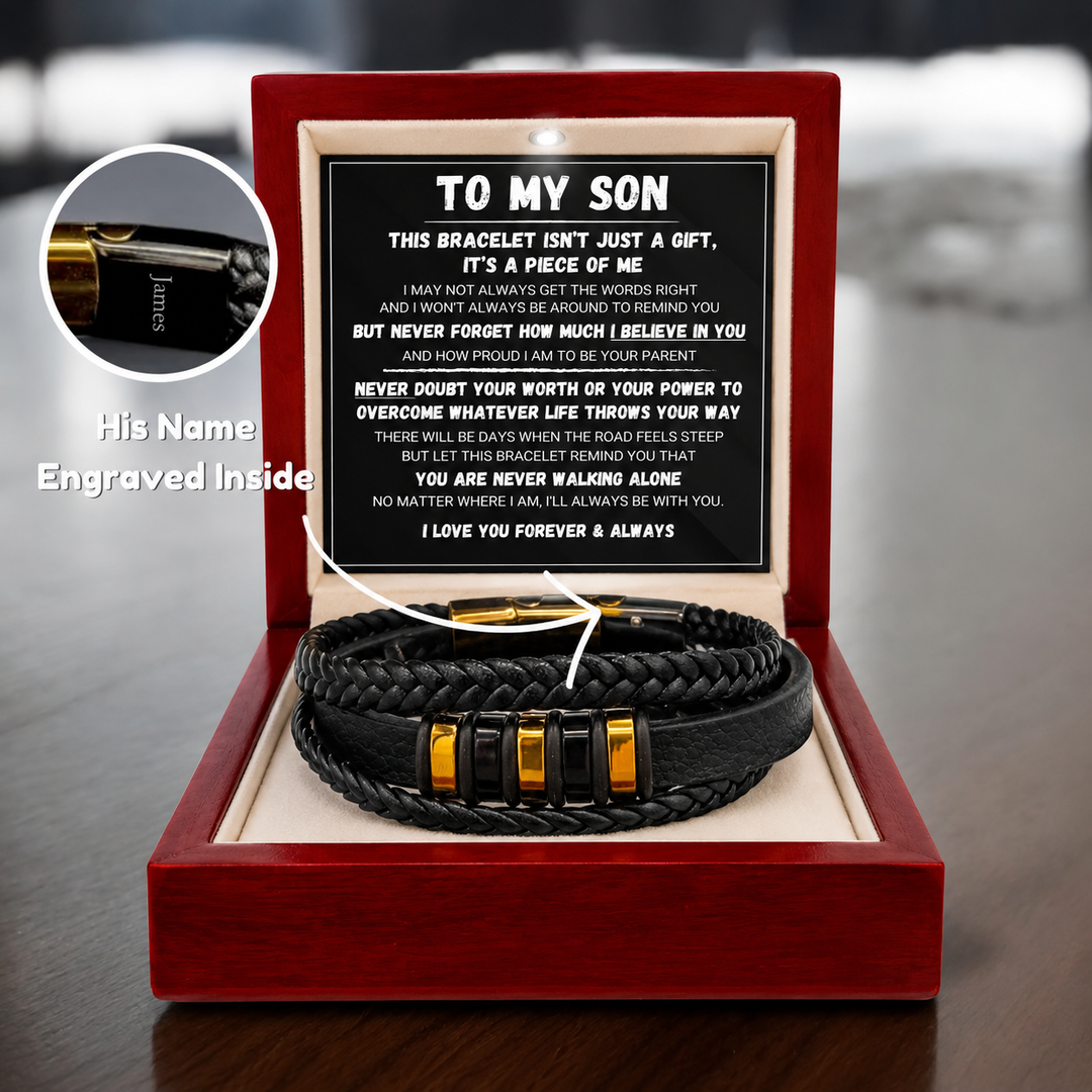 To My Son Never Alone Braided Bracelet Gift Set 9