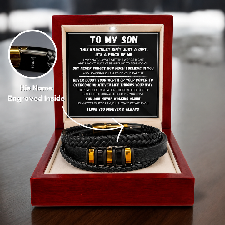To My Son Never Alone Braided Bracelet Gift Set 9