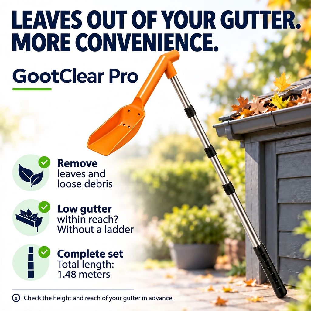Gutter Cleaning Tool with 4-Piece Pole for Low Gutters, 4.9 ft Reach, No Ladder 1