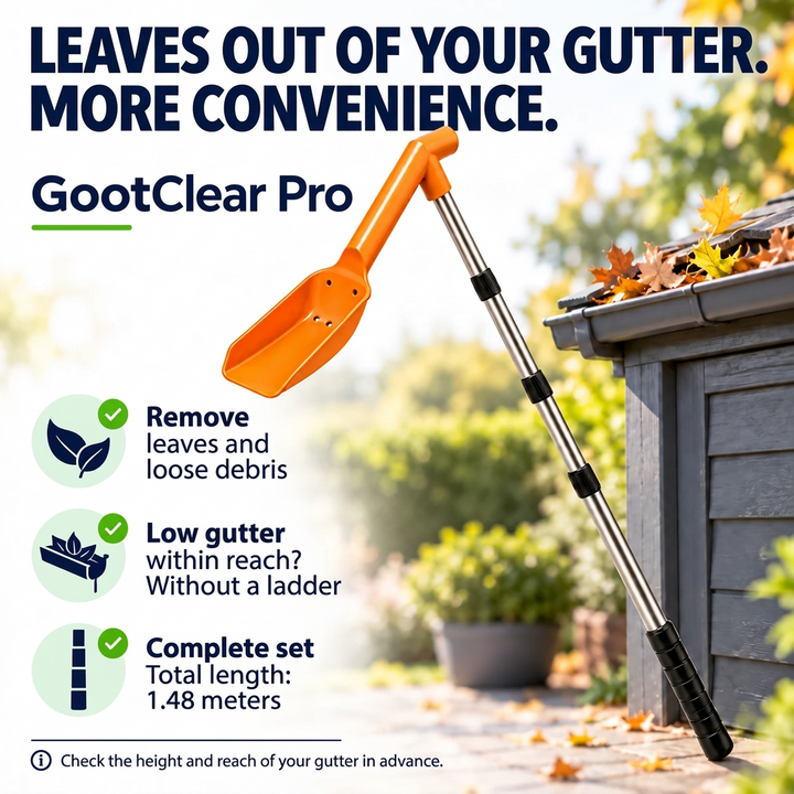 Gutter Cleaning Tool with 4-Piece Pole for Low Gutters, 4.9 ft Reach, No Ladder 1