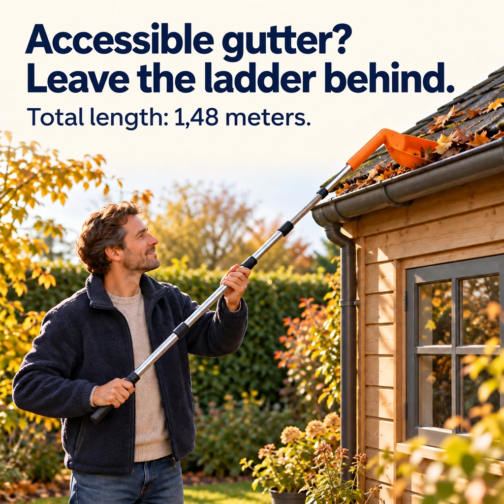 Gutter Cleaning Tool with 4-Piece Pole for Low Gutters, 4.9 ft Reach, No Ladder 6