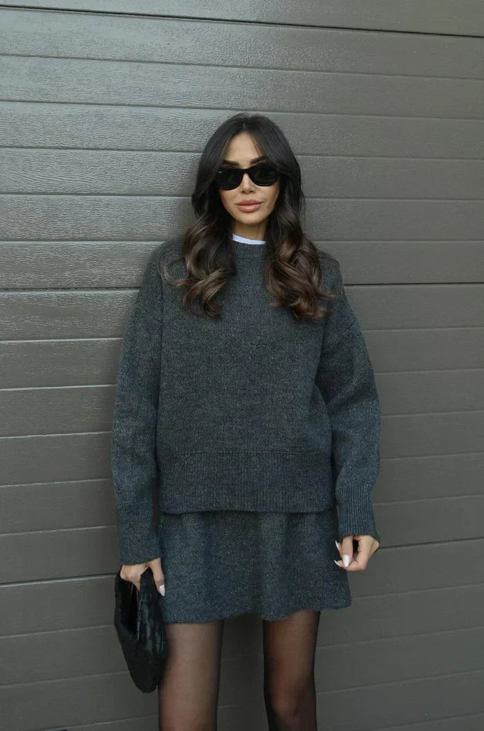 Soft Knit Two-Piece Set with Skirt and Sweater 11