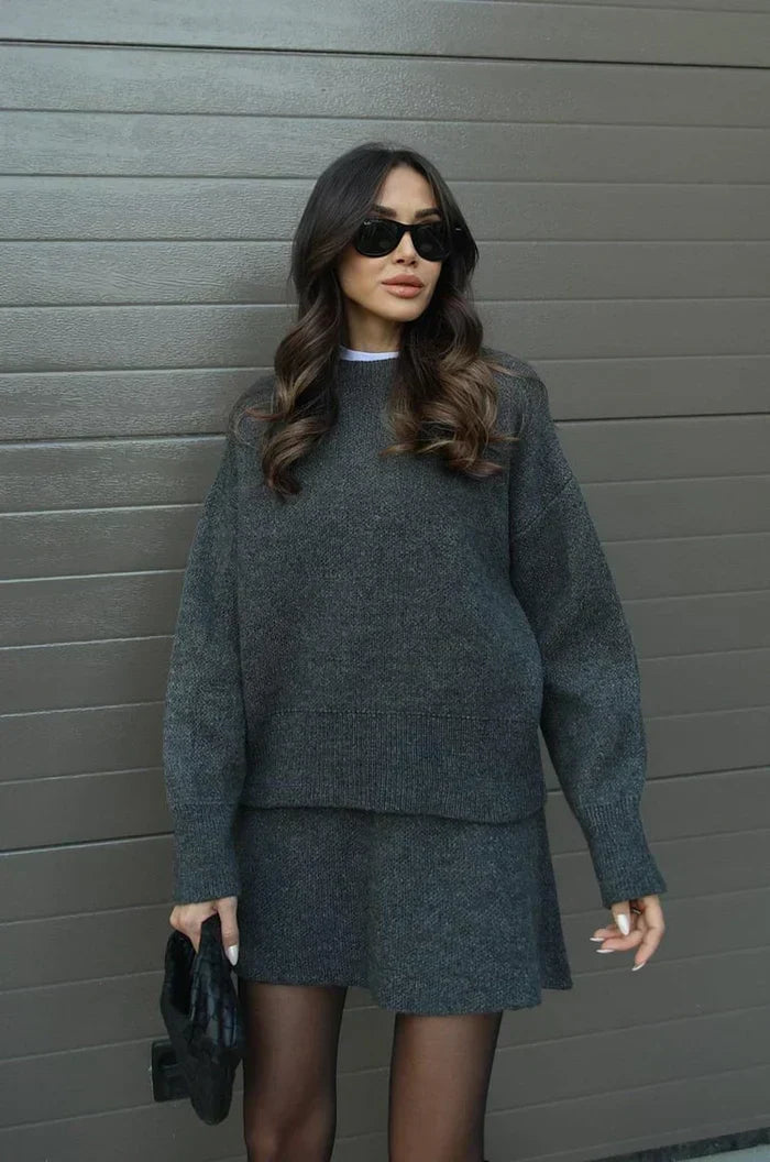 Soft Knit Two-Piece Set with Skirt and Sweater 12