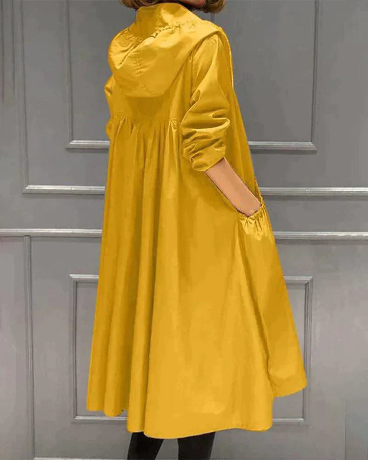 Waterproof Mid-Length Women's Raincoat with Adjustable Hood 7