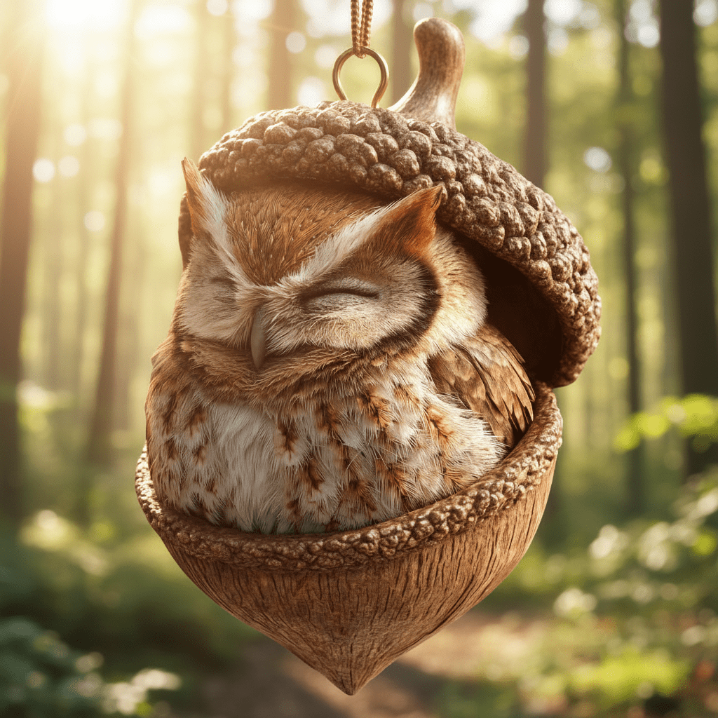 Woodland Animal Acorn Christmas Tree Ornaments, Handcrafted Rustic Holiday Decor 6