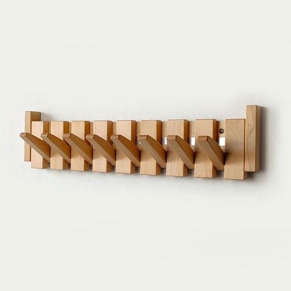 Handmade Wooden Coat Rack with Foldable Magnetic Hooks 6