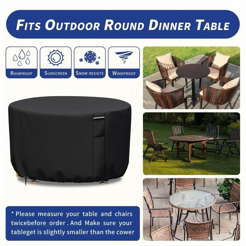 Heavy-Duty Round Patio Furniture Cover with Air Vent 1