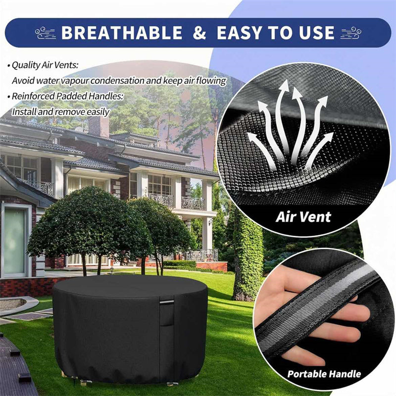 Heavy-Duty Round Patio Furniture Cover with Air Vent 13