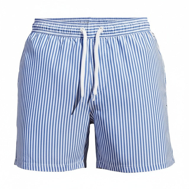 Men's Striped Swim Shorts with Drawstring Waist 1