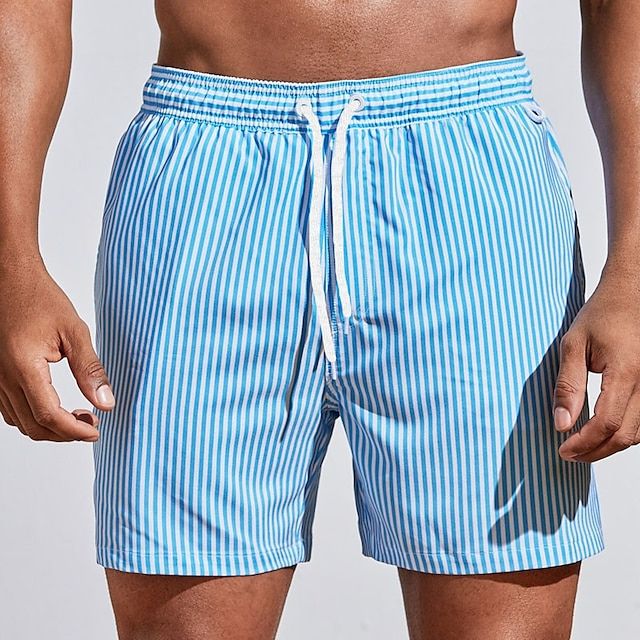 Men's Striped Swim Shorts with Drawstring Waist 3