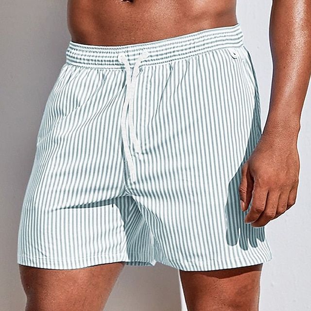 Men's Striped Swim Shorts with Drawstring Waist 10