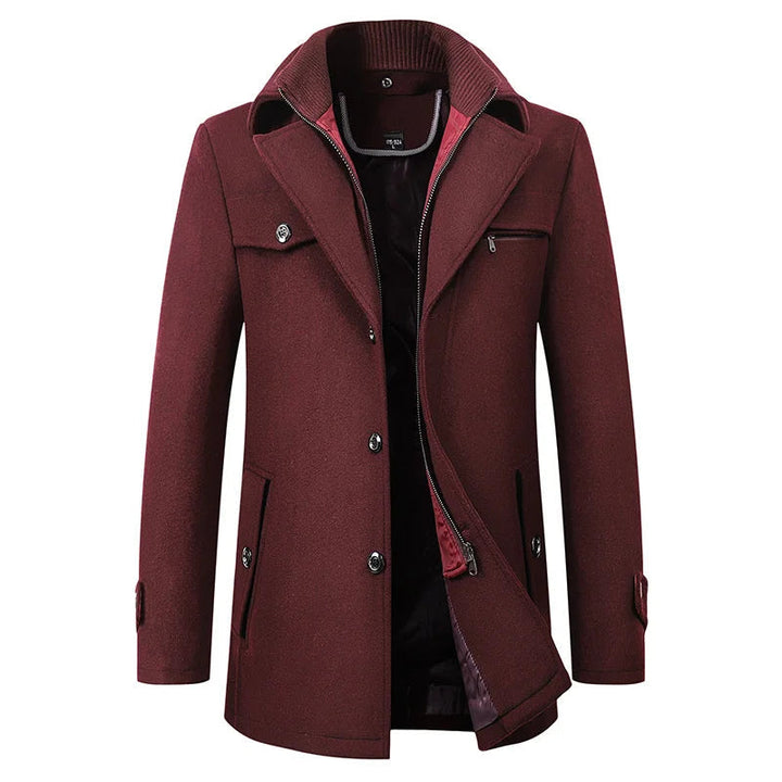 Men's Mid-Length Peacoat Jacket with Zip-Through Inner Layer 4