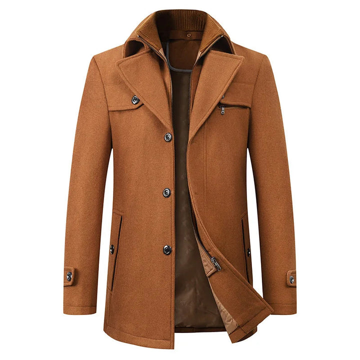 Men's Mid-Length Peacoat Jacket with Zip-Through Inner Layer 5