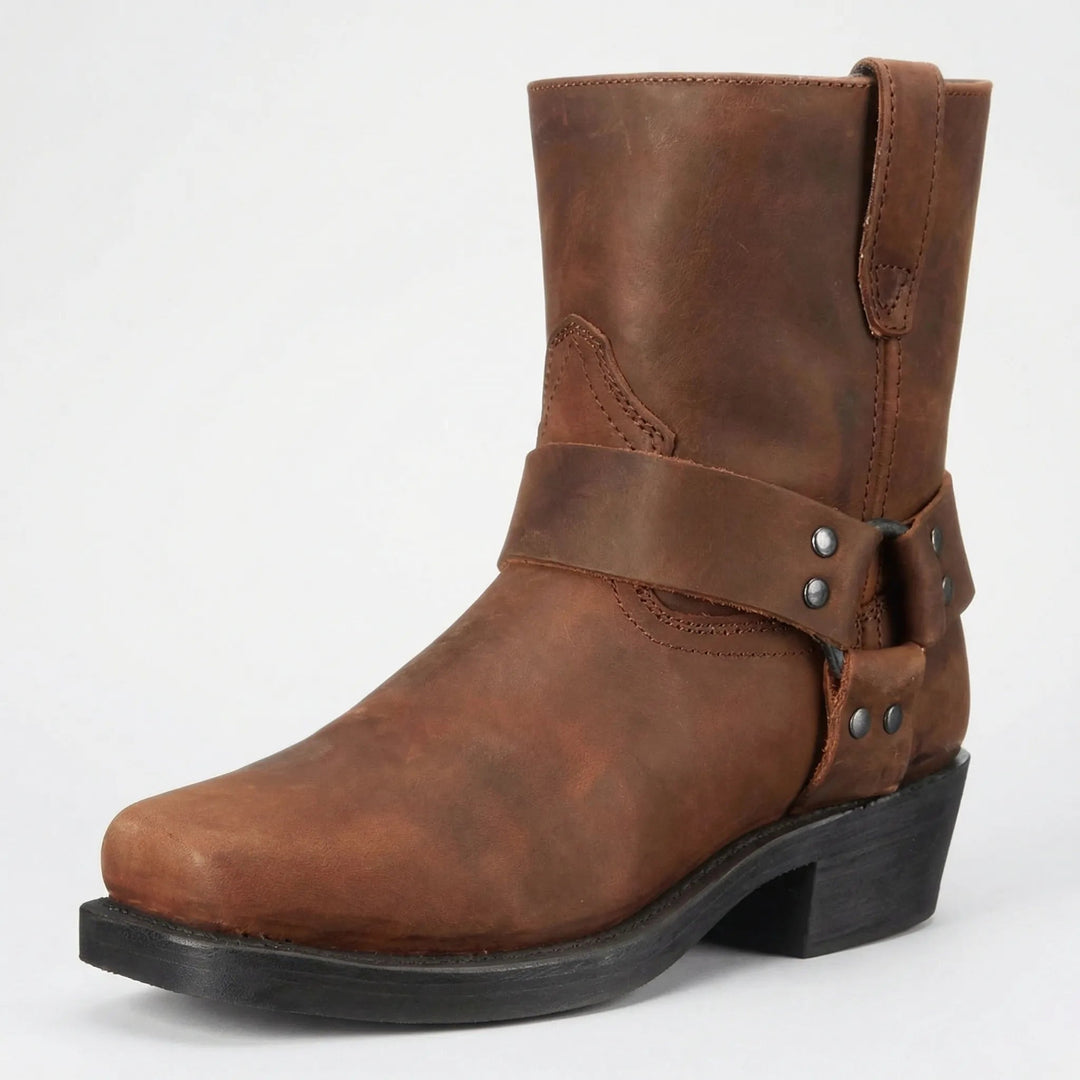 Men's Mid-Calf Cowboy Boots with Decorative Strap 2