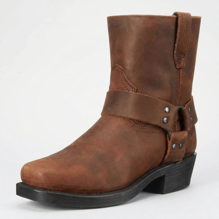 Men's Mid-Calf Cowboy Boots with Decorative Strap 2