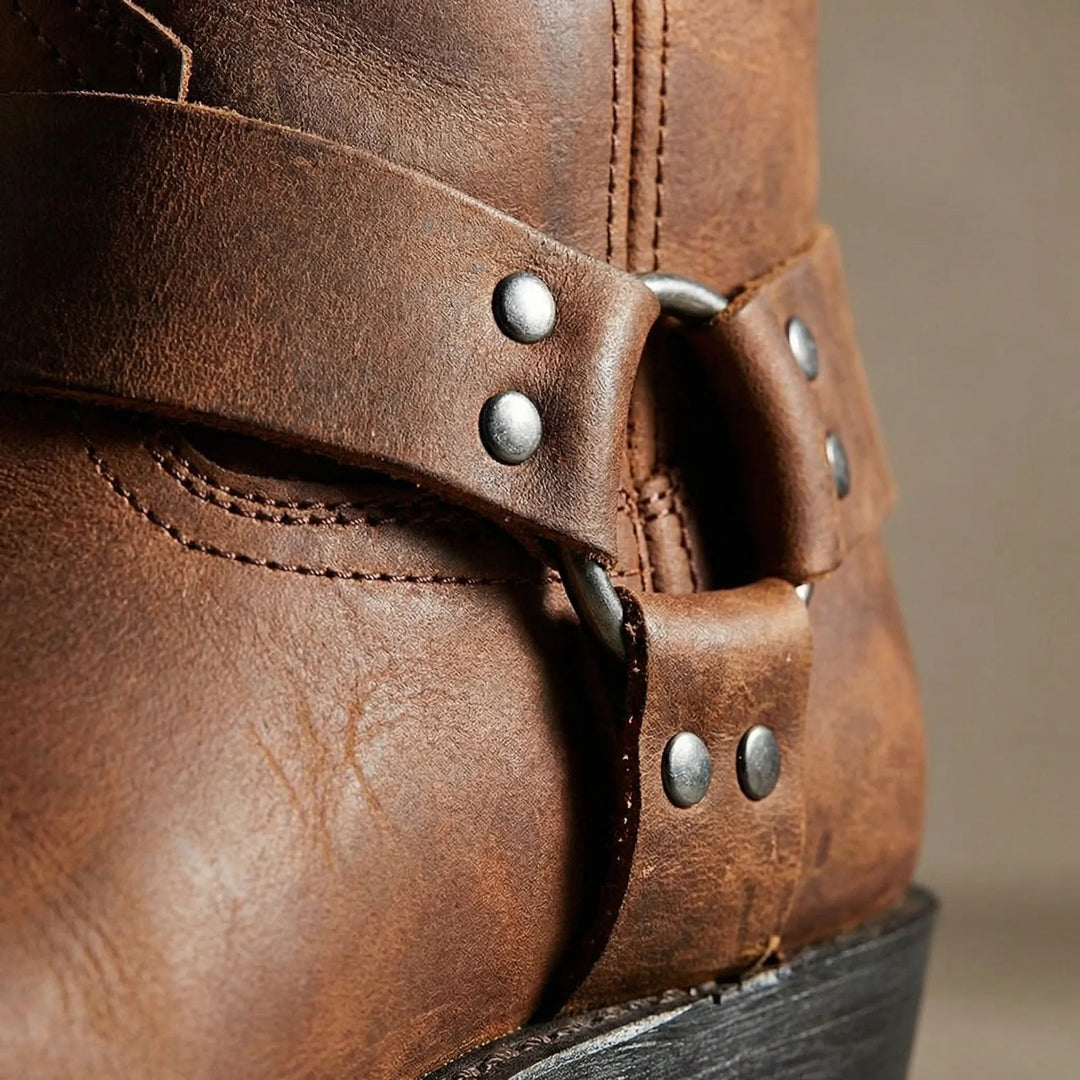 Men's Mid-Calf Cowboy Boots with Decorative Strap 3