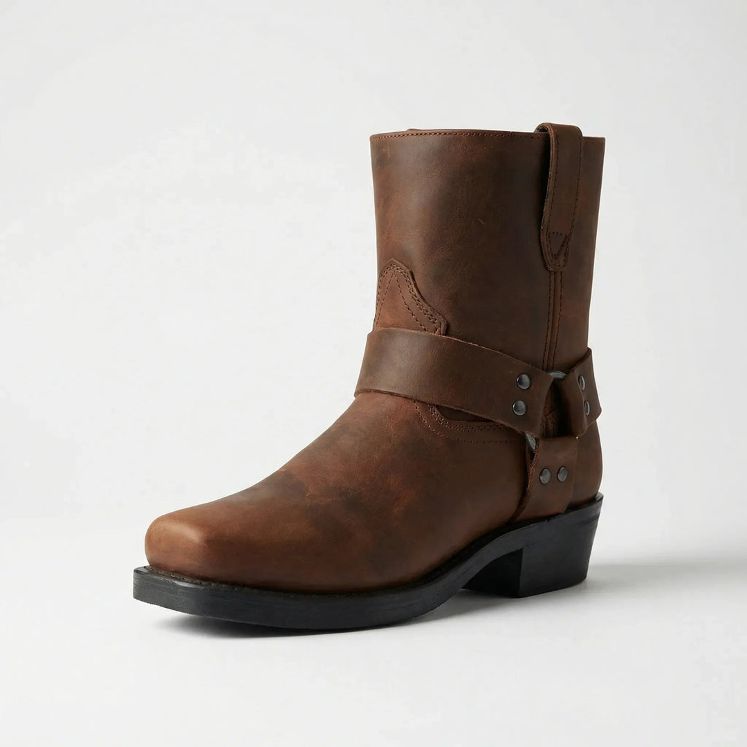 Men's Mid-Calf Cowboy Boots with Decorative Strap 4