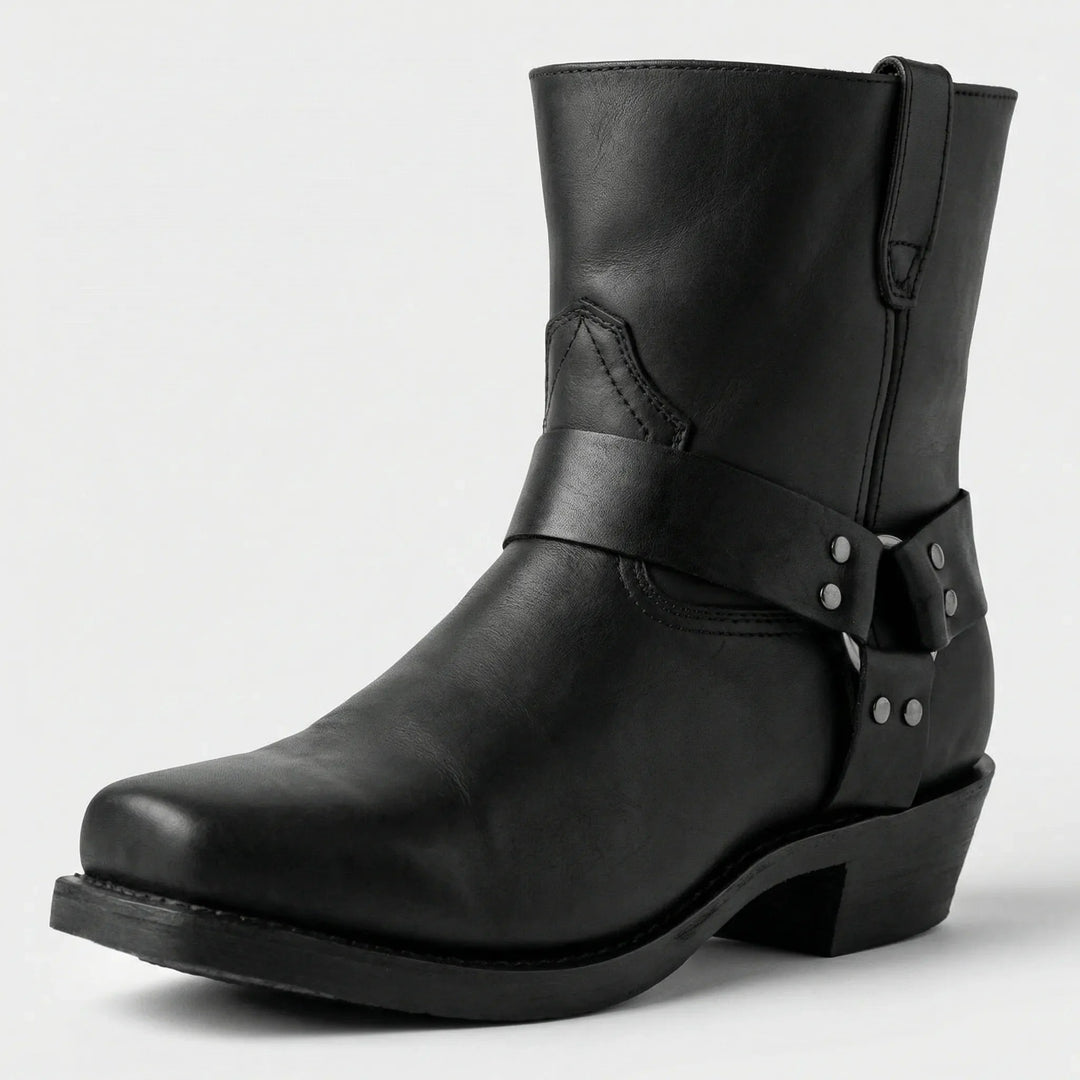 Men's Mid-Calf Cowboy Boots with Decorative Strap 5