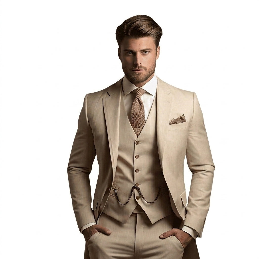 Men's 3-Piece Suit Set with Blazer, Vest and Dress Pants 2