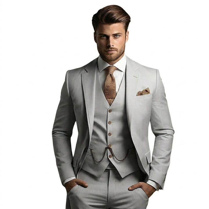 Men's 3-Piece Suit Set with Blazer, Vest and Dress Pants 3