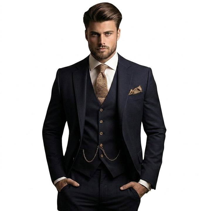 Men's 3-Piece Suit Set with Blazer, Vest and Dress Pants 1