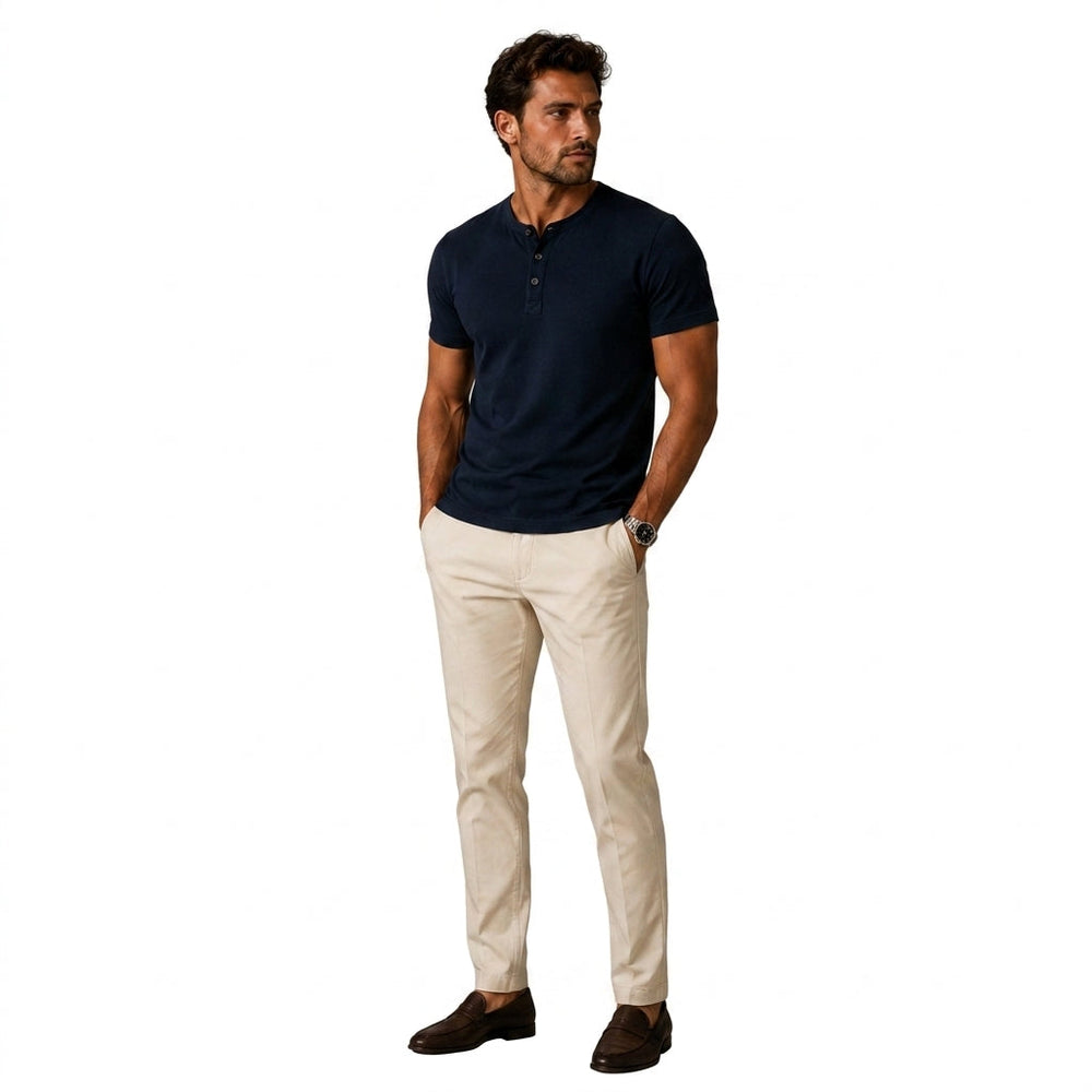 Men's Short Sleeve Top with Three-Button Placket 2