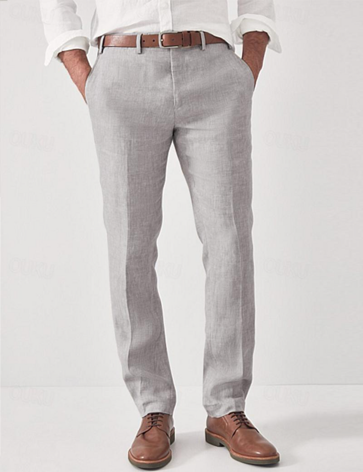 Men's Linen Pants with Belt Loops 2