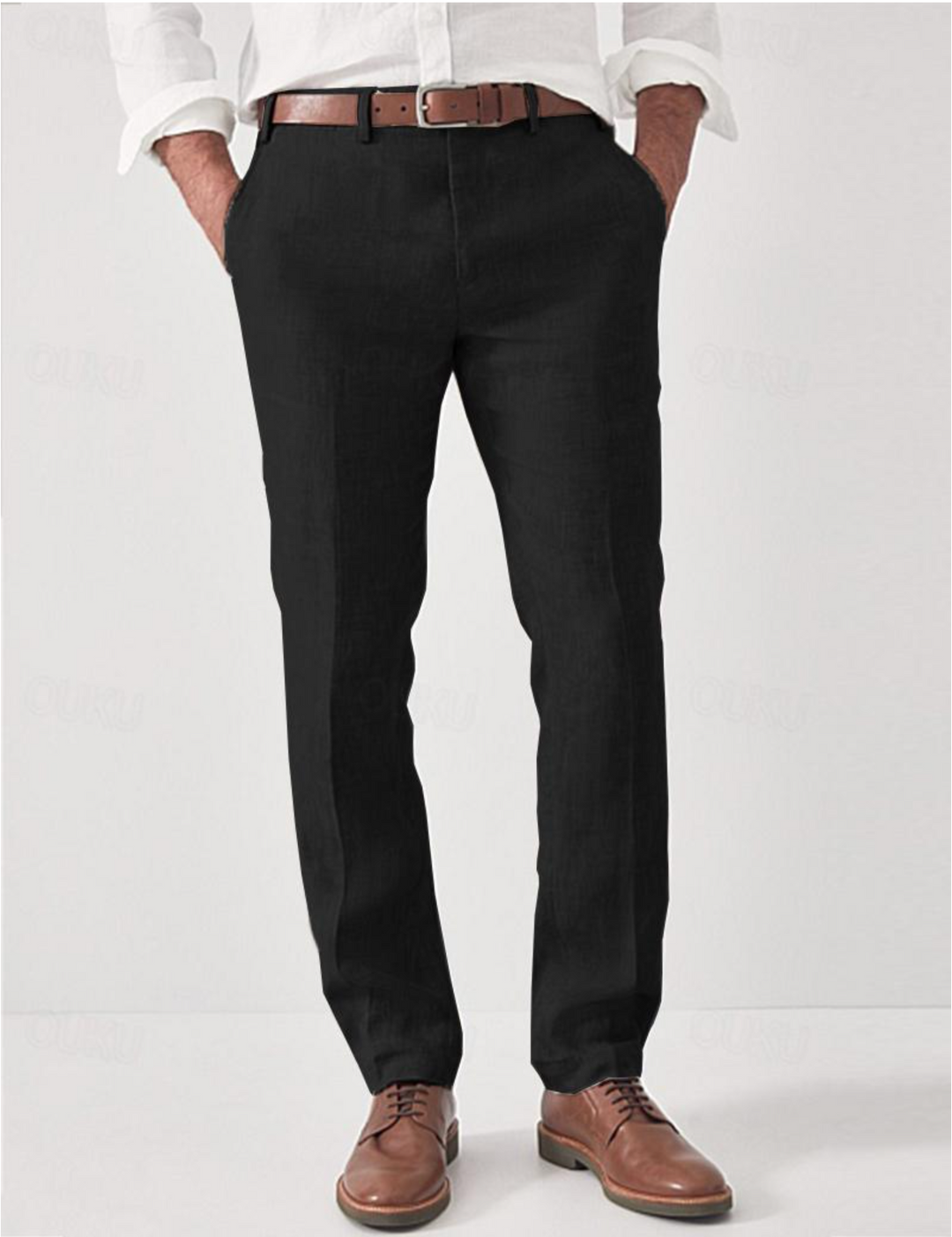 Men's Linen Pants with Belt Loops 3
