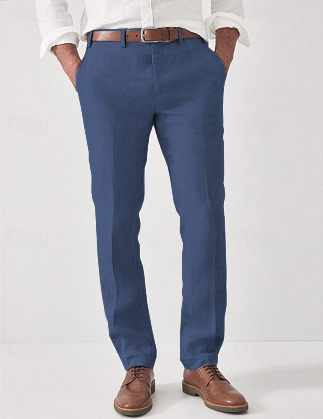 Men's Linen Pants with Belt Loops 4