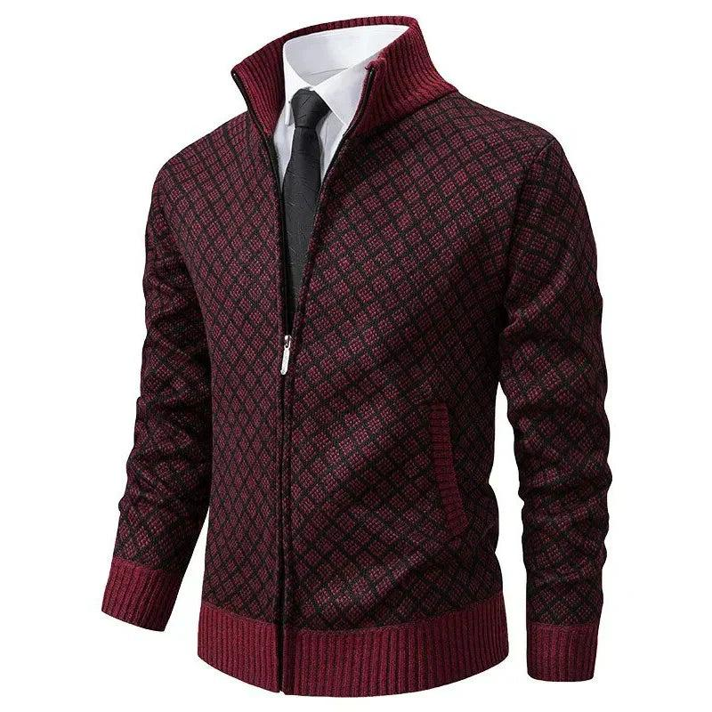 Men's Knit Cardigan with Full Zipper and Stand Collar 4