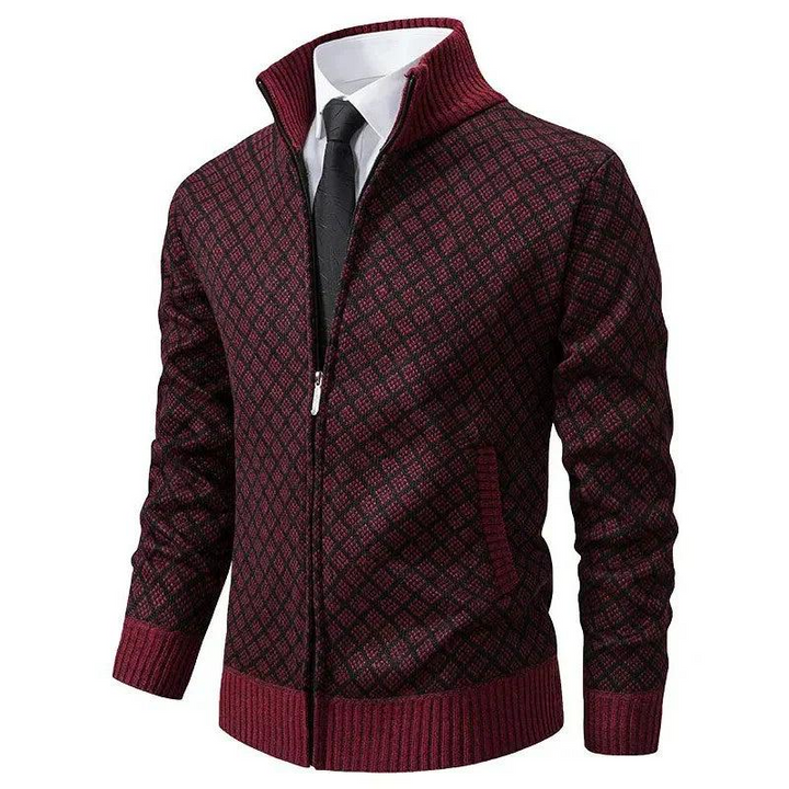 Men's Knit Cardigan with Full Zipper and Stand Collar 4
