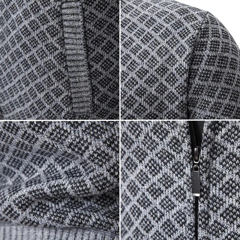 Men's Knit Cardigan with Full Zipper and Stand Collar 6