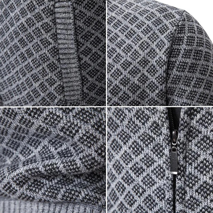 Men's Knit Cardigan with Full Zipper and Stand Collar 6