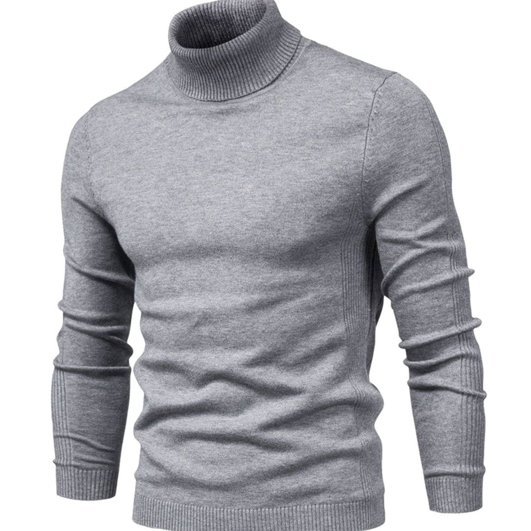 Men's Slim Fit Turtleneck Knit Sweater with Long Sleeves 1
