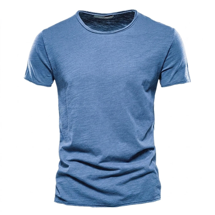 Men's Crew Neck T-Shirt with Slub Yarn Texture 1