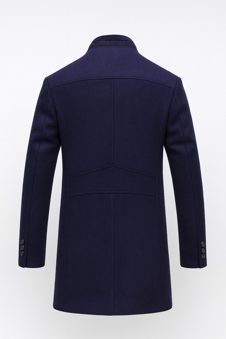 Men's Wool Blend Coat with Quilted Lining and Stand Collar 5