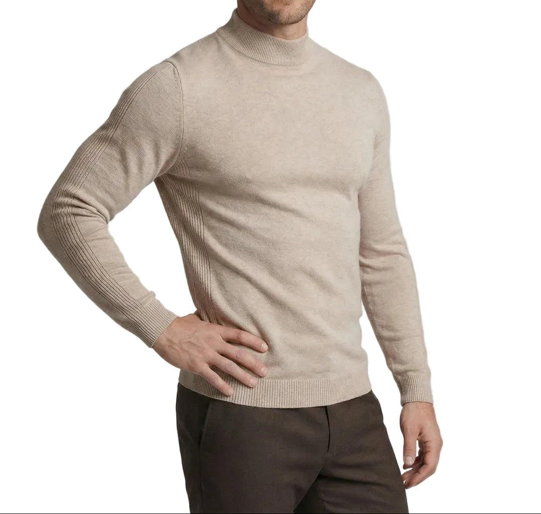 Men's Long Sleeve Sweater with Stand-Up Collar and Straight Fit 1