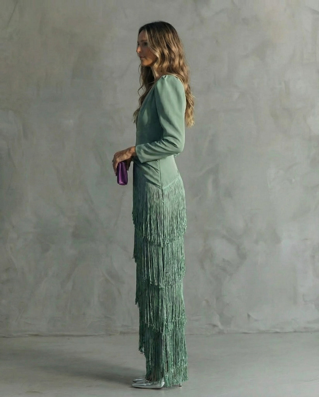 Elegant Fringe Midi Dress for Women, Flowy Sophisticated Style 3