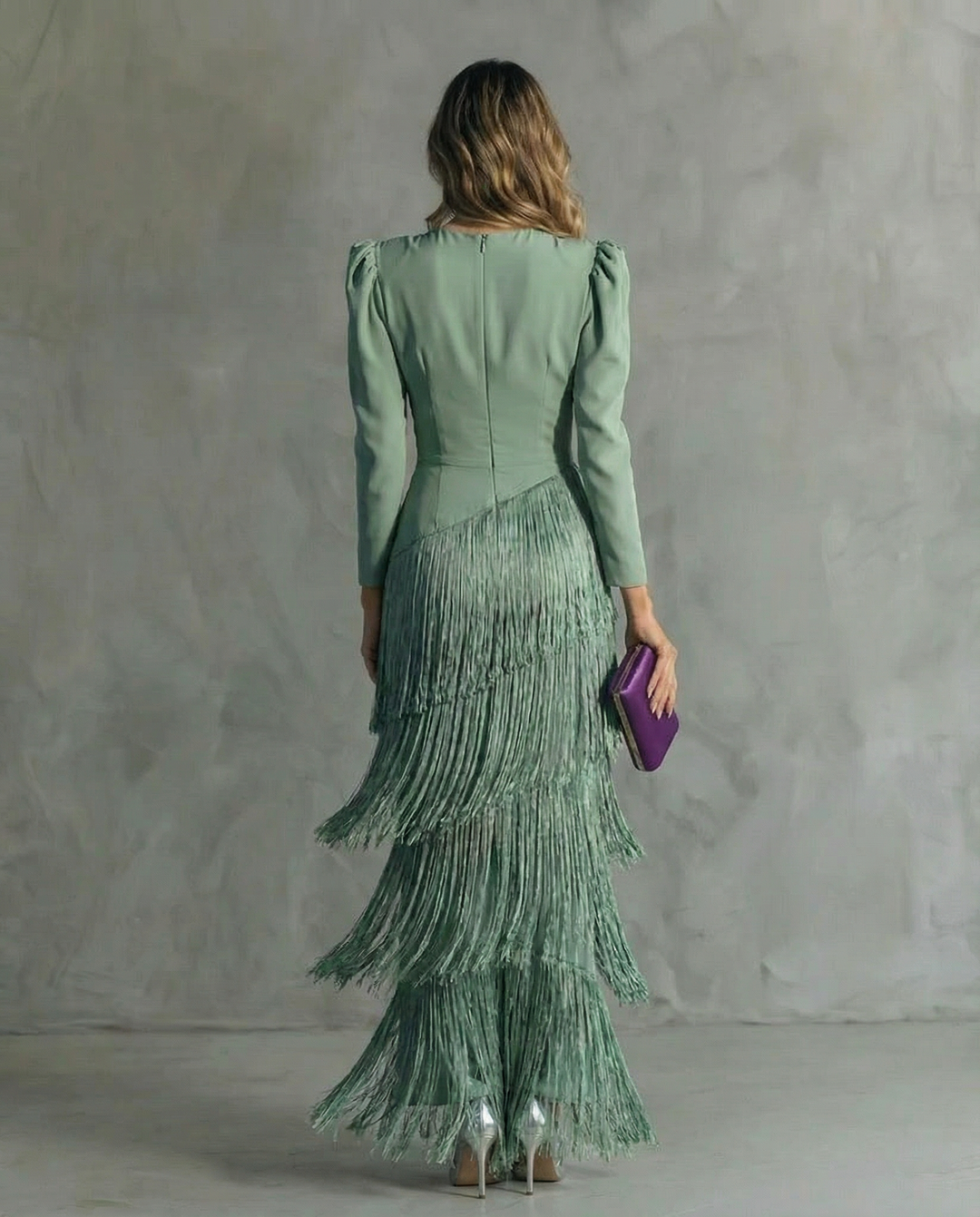 Elegant Fringe Midi Dress for Women, Flowy Sophisticated Style 4